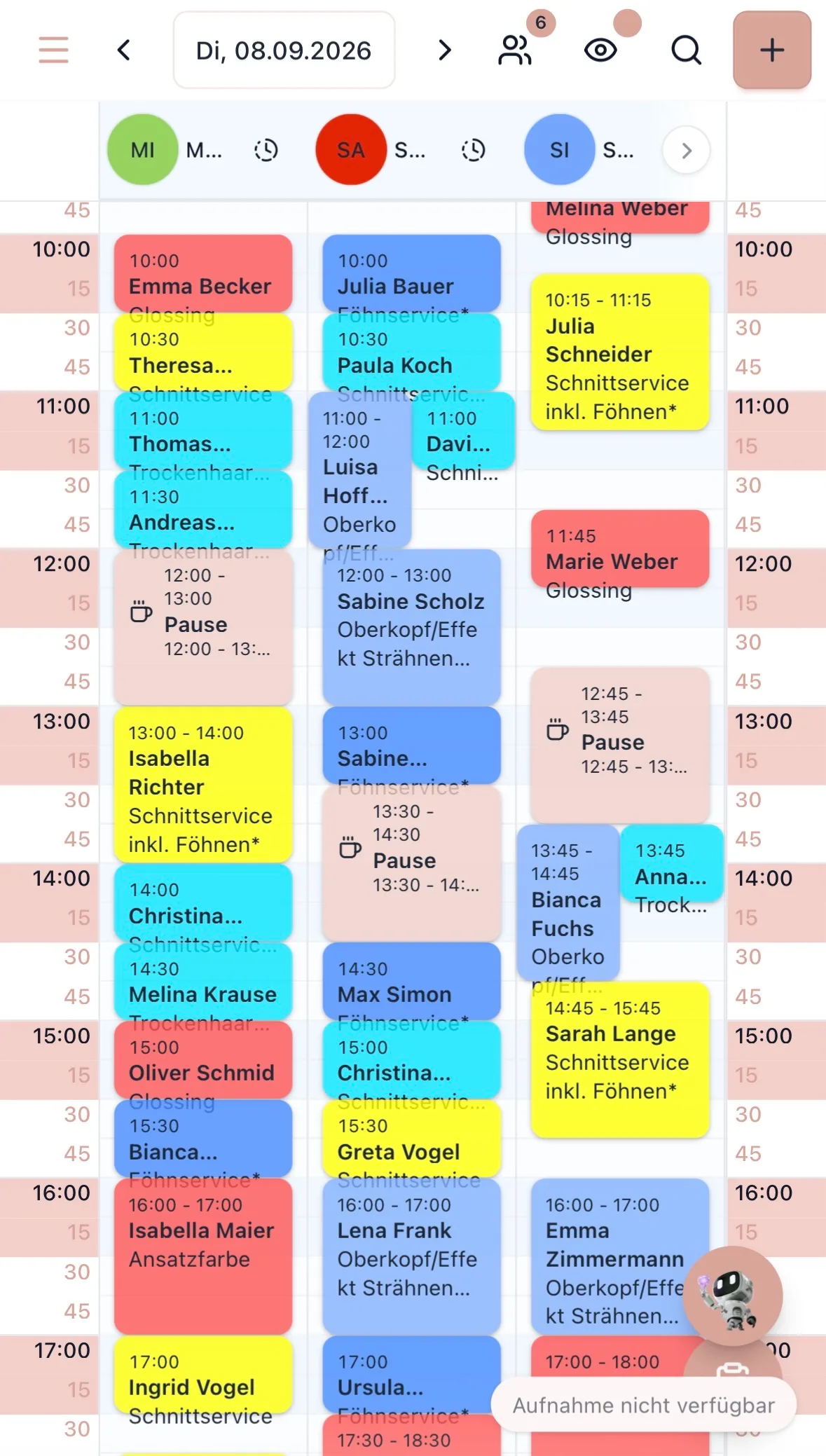 Mobiler Salonkalender mit Terminen